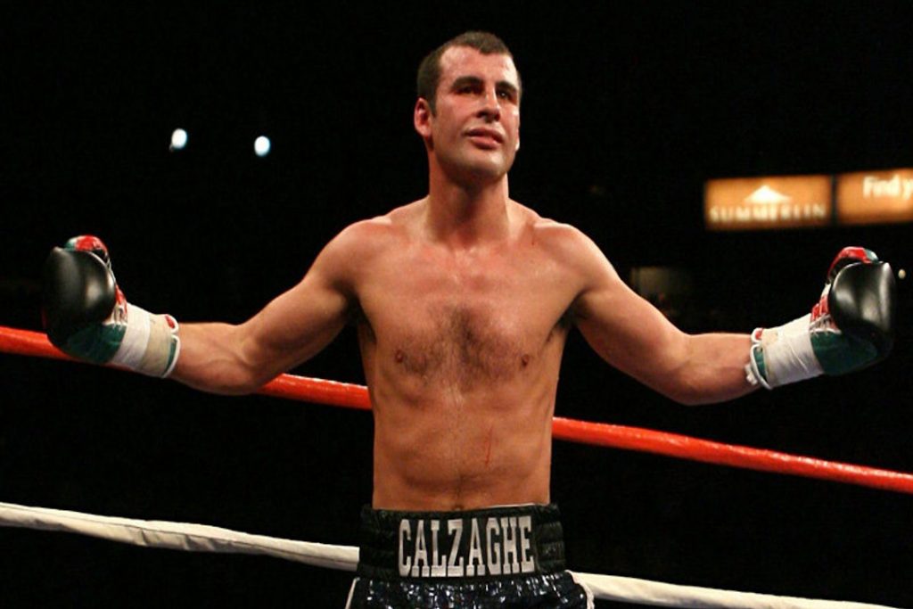 Joe Calzaghe celebrando en el ring