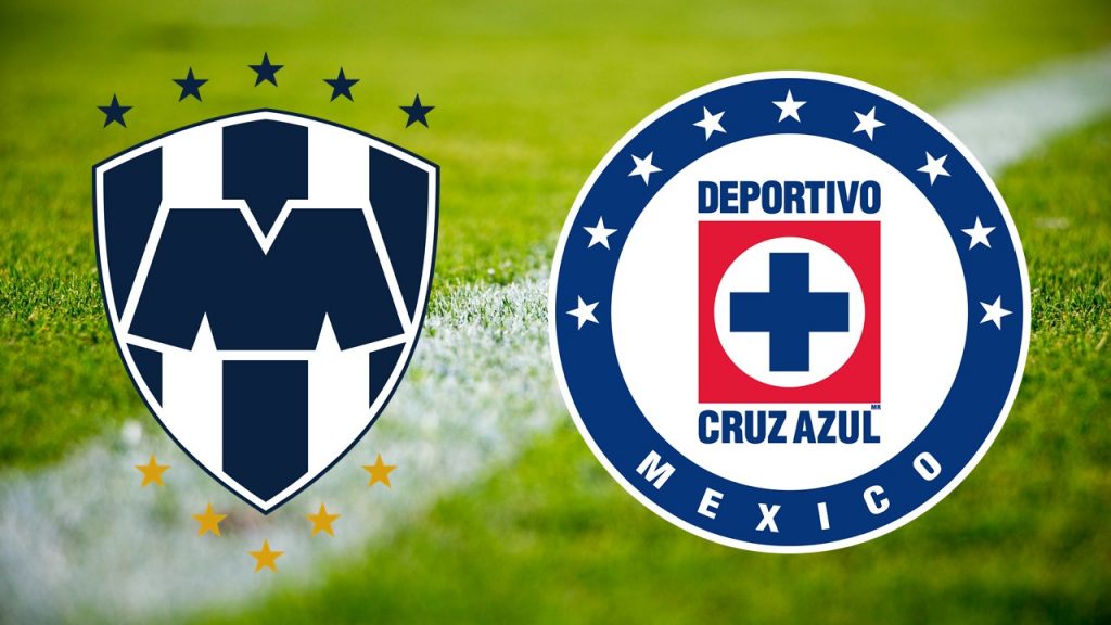 Logos enfrentados de los Rayados de Monterrey vs la Máquina del Cruz Azul